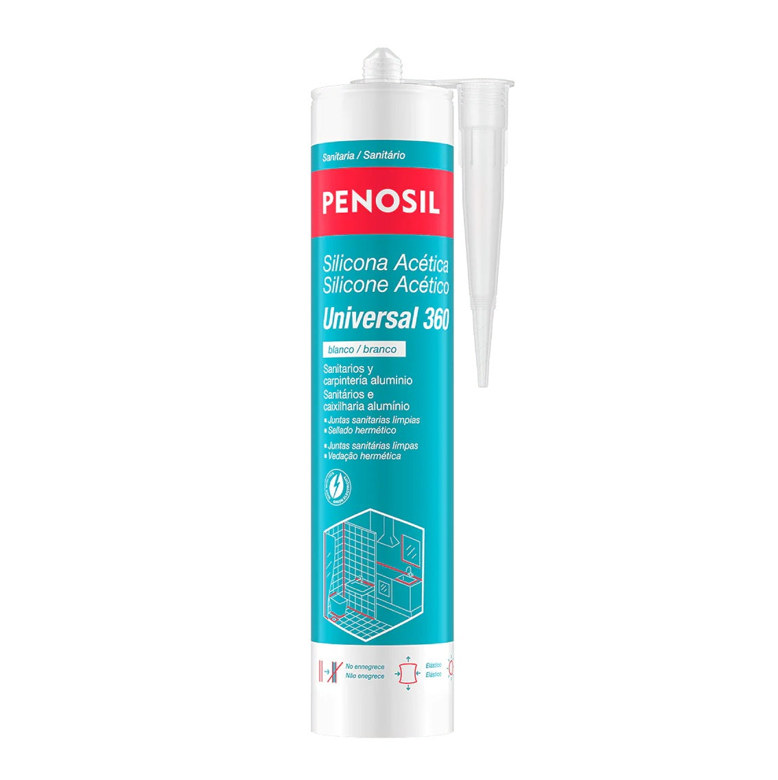 Silicone Acético Universal 360 - Vedação de Sanitários e Caixilharia Alumínio